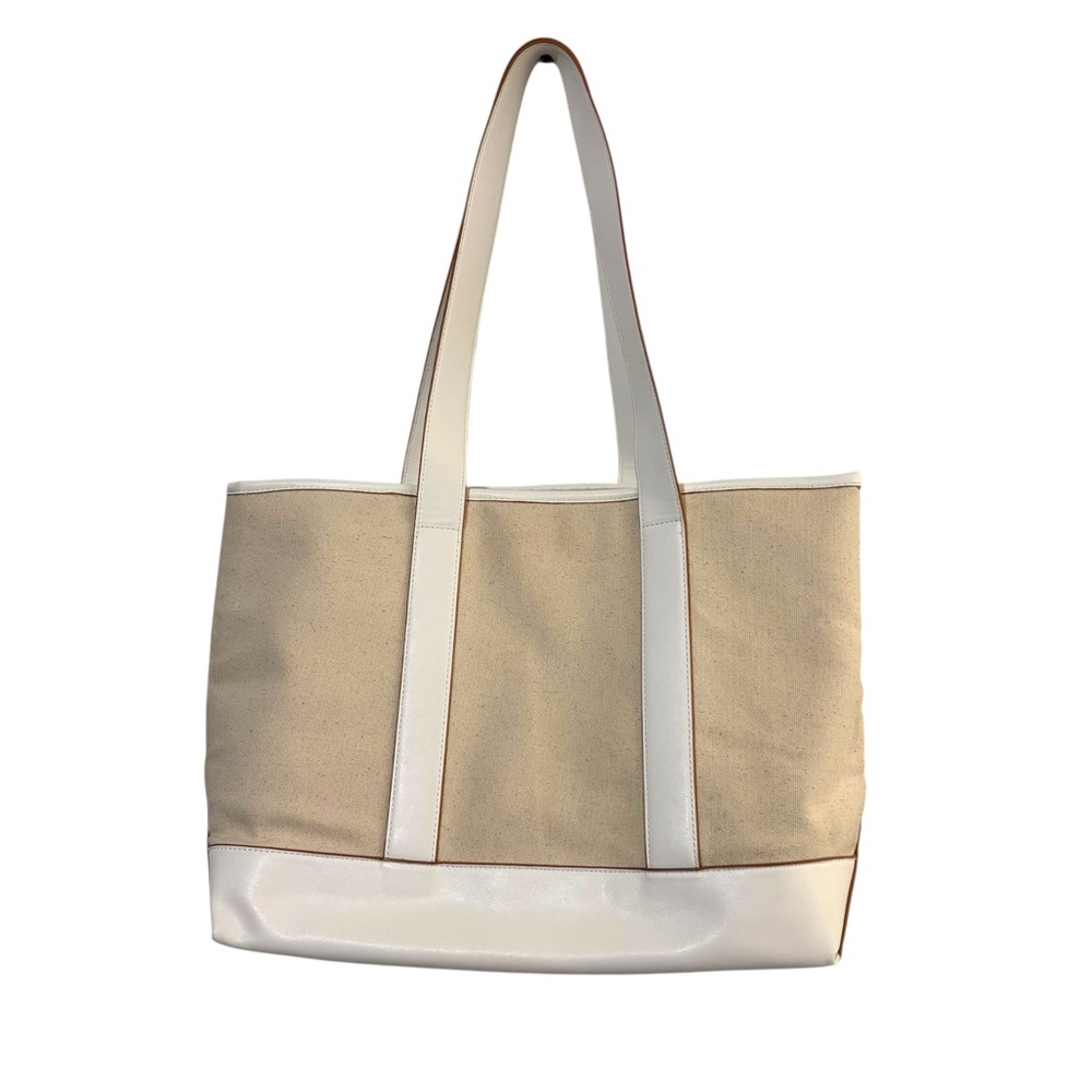 Stoney Clover Beige White Canvas Shopper Tote Travel Beach Minimalist Designer